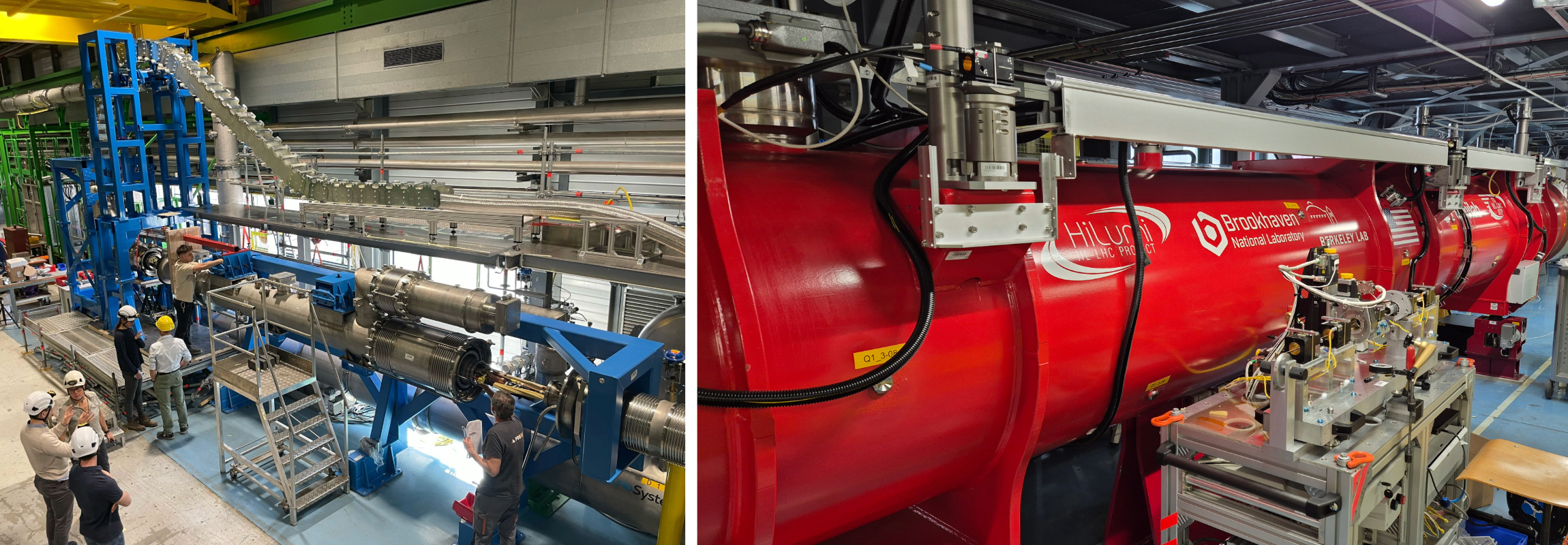 picture of people working on equipment and red cylinder with other silver equipment