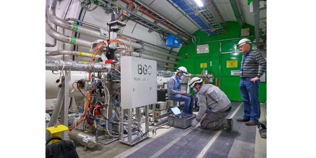 team working on beam gas curtain prototype