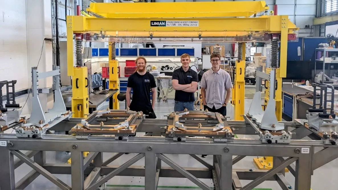 DQW string tooling mock-assembly with some of the team